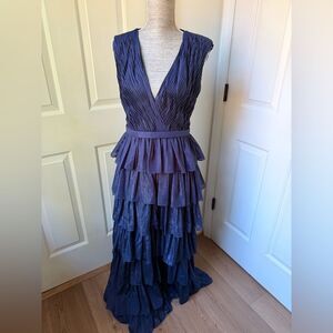 Mac Duggal 49287 Midnight Navy Blue Tiered Gown Size 8
